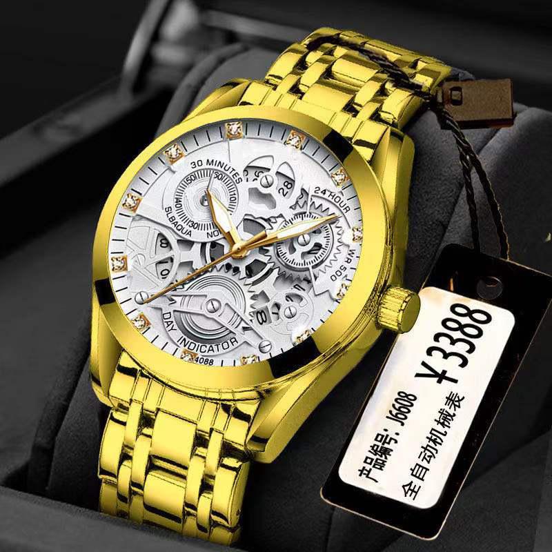 Macchina completamente automatica Marca Orologio da uomo Impermeabile Orologio da uomo Orologio al quarzo Orologio luminoso Orologio da uomo con diamanti vuoti