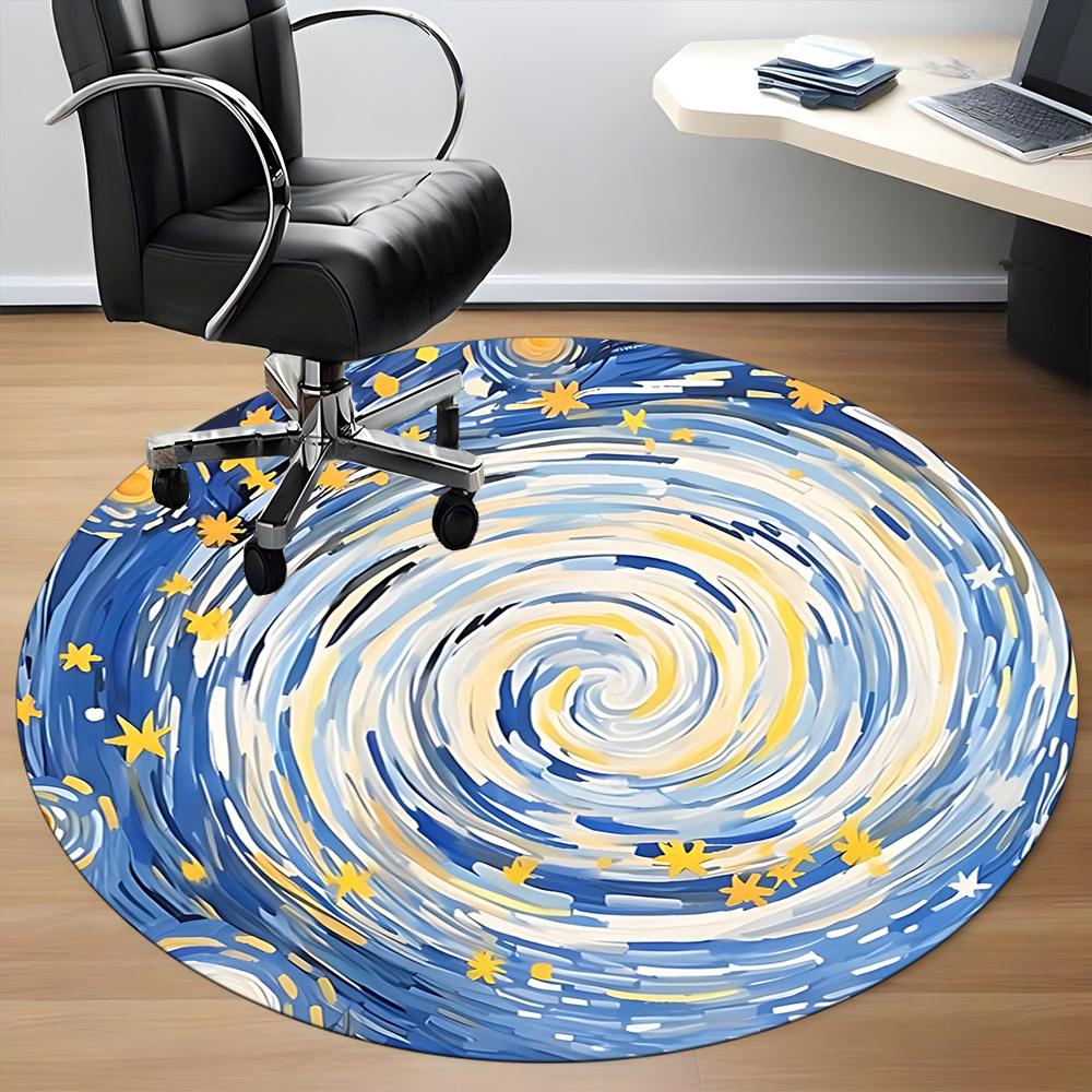 1 Stück Sternenhimmel Stuhlteppich für das Büro, Runder rutschfester langlebiger großer Büroteppich, Geeignet für das Büro, Schöne Dekoration