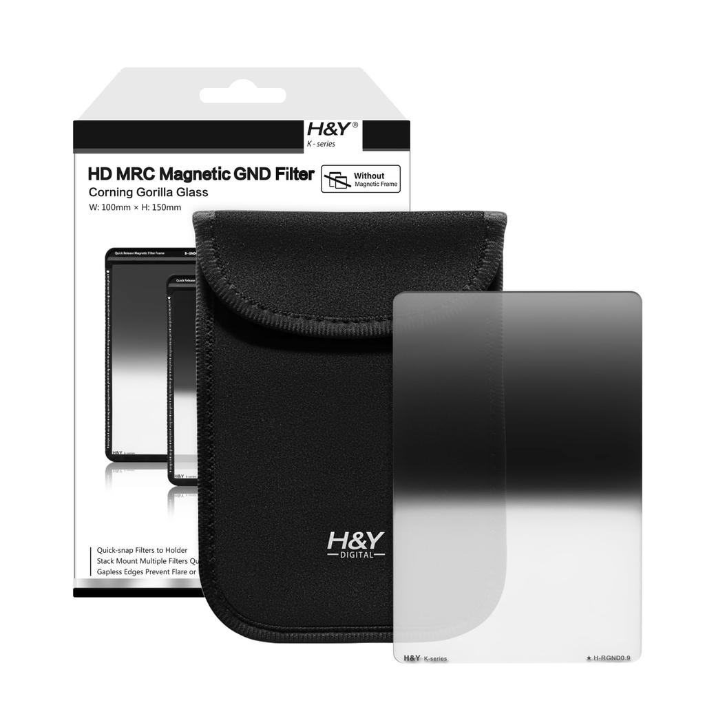 100mm Wide Square Reverse Soft GND To Light Half Gorilla H&Y Filter, GND8, 100x150mm, 0.9 (Up 3-stop Reduction), Frameless, ND8, Glass, Anti-Static,