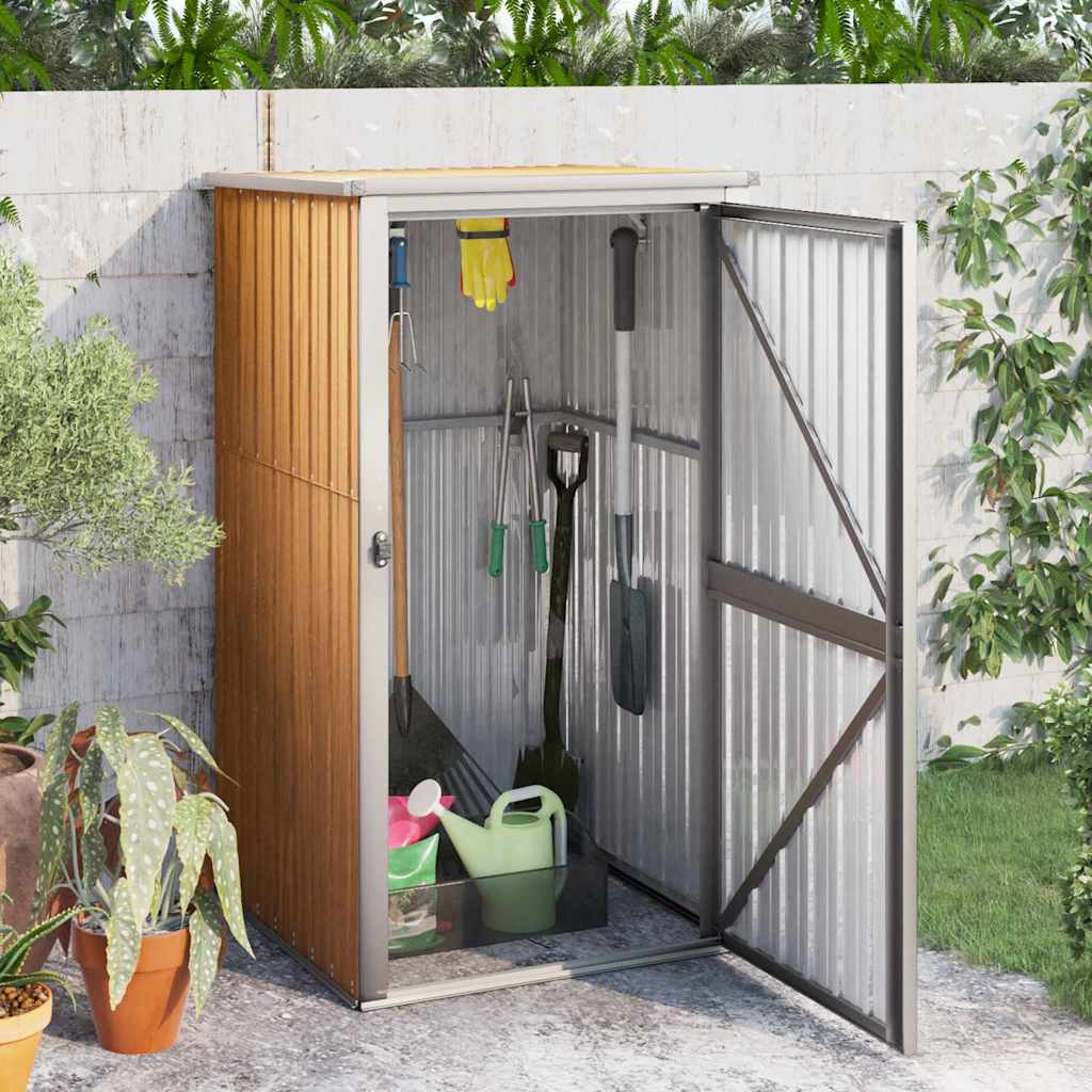 Vidaxl Garden Shed, Brown, 88X89X161 Cm, Galvanized Steel