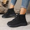 Casual Solid Lace Up Decoration Non Slip Hiking Shoes Women 2025 Autumn Round Toe Thick Bottom Sneakers Soft Sole Sports Shoes