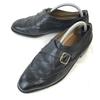 Milano Collection All Leather Wingtip Monk Strap Moccasin 22.5 Black Business Dress Shoes
