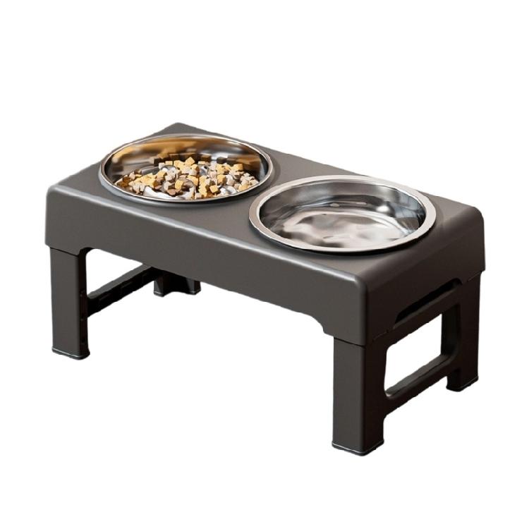 

Pet Feeding Station With 3 Adjustable Height And Stainless Steel Bowls For Better Digestion чорний