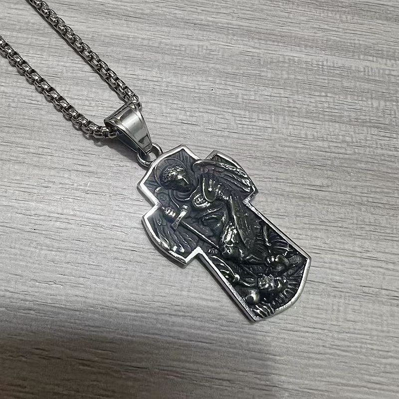 

Подвеска Крест Архангела Святого Михаила из нержавеющей стали с вакуумным покрытием 60cm