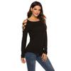 European Style Fashion Summer Women's Strapless Crossover T-Shirt Slim Long Sleeve T-Shirt