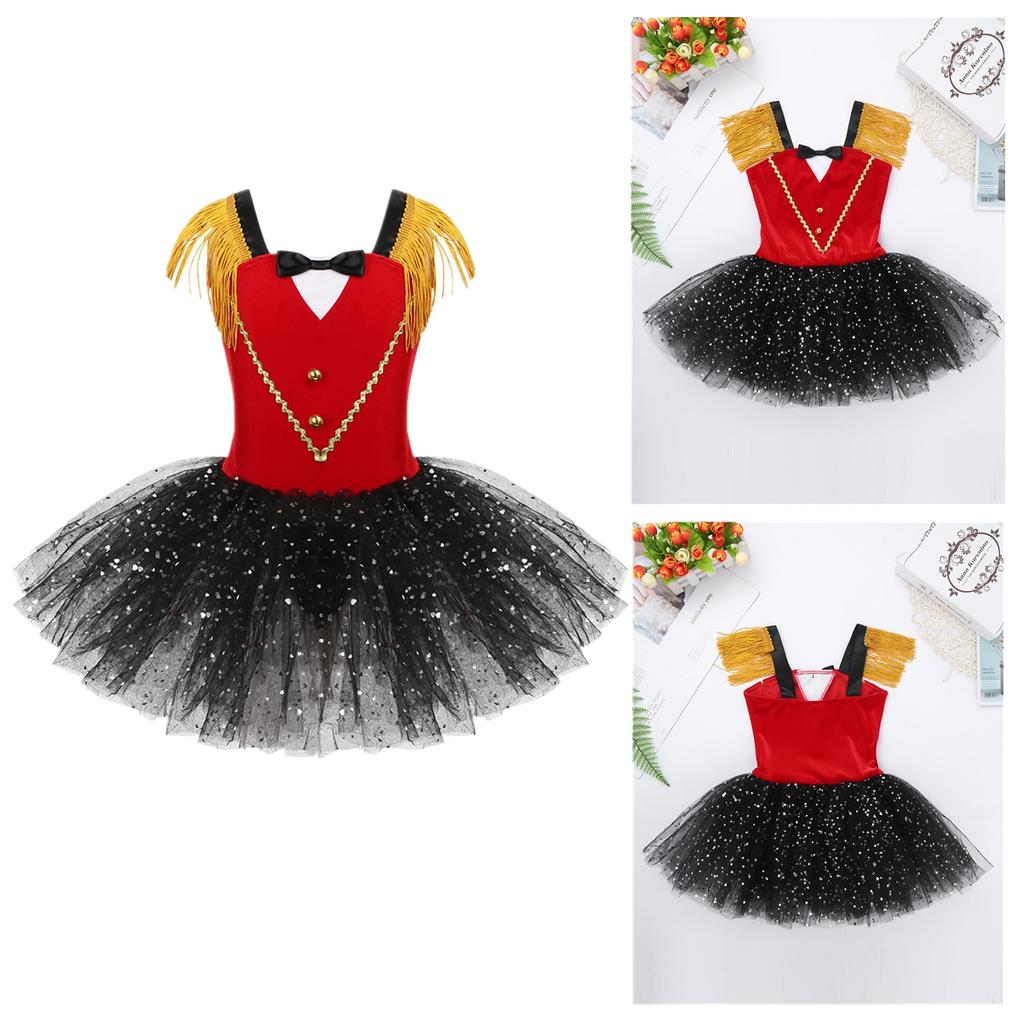 Kinder Mädchen Halloween Zirkusdirektor Kostüm Netz Tüll Strampler Kleid Tanz Cosplay Kostüm