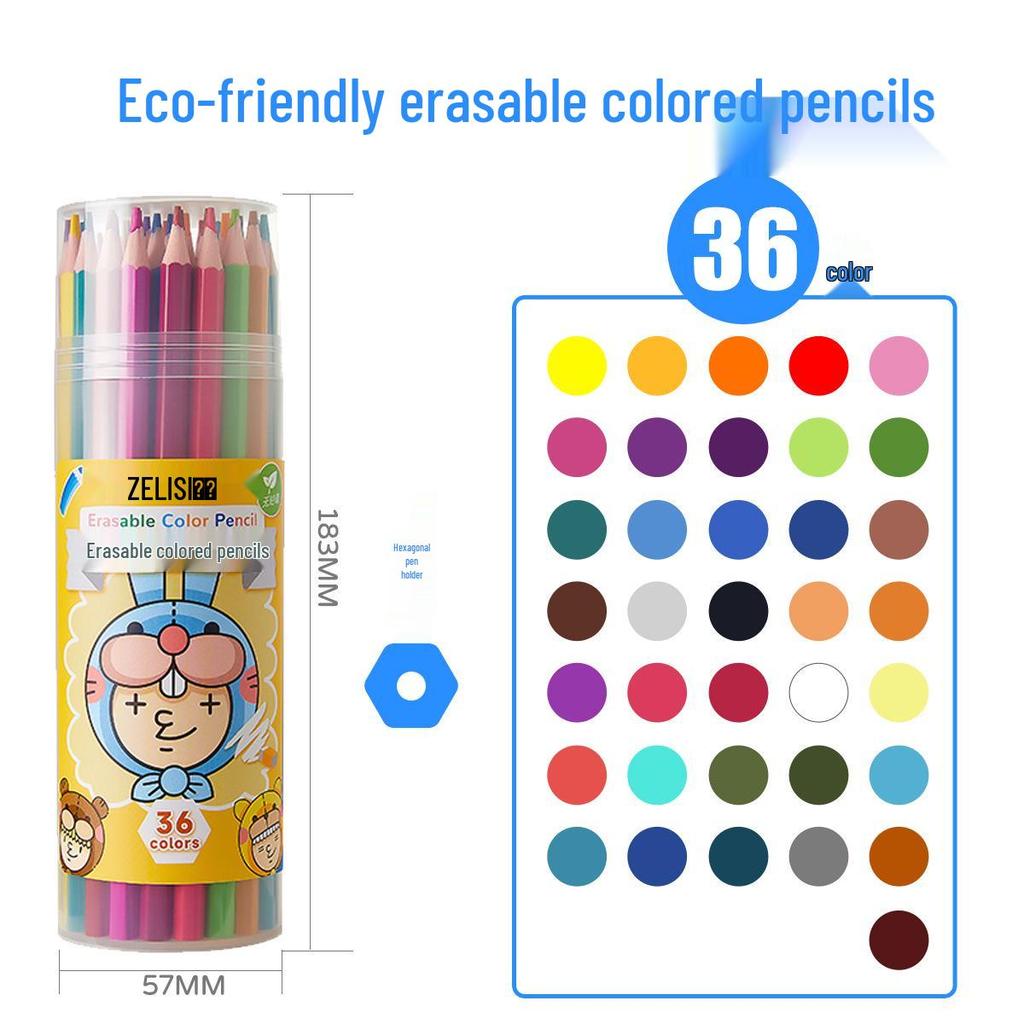 Zhenglin Erasable Colored Pencils – 24, 36, and 48 Color Sets for Children and Students Drawing and Coloring.