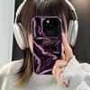 Plating Purple Meteorite Fold Texture Glossy Case For iPhone 16 Pro Max 17 Air 15 13 12 11 14 Plus Soft Shockproof Phone Cover