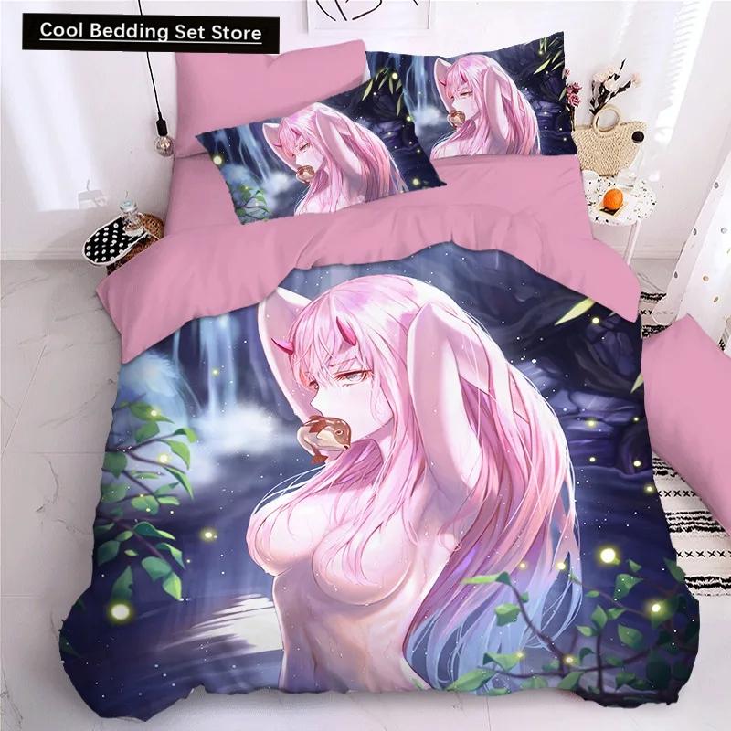 Darling In The Frank XX Bettwäsche-Sets, japanische Anime-Spielfigur, 3D-Druck, Bettbezug-Sets, Twin Queen King Single Size Bettwäsche