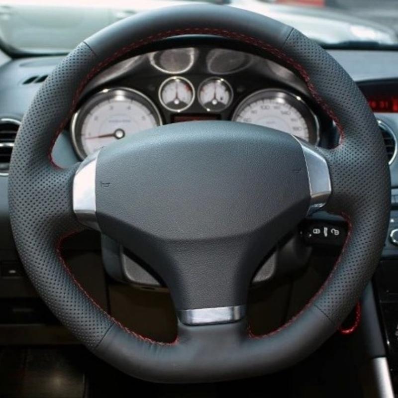 

Чохол на кермо автомобіля Нековзкий Зручний Шкіряний Для Peugeot 408 2013 Плетіння на кермо Автомобільний аксесуар Red Blue Thread