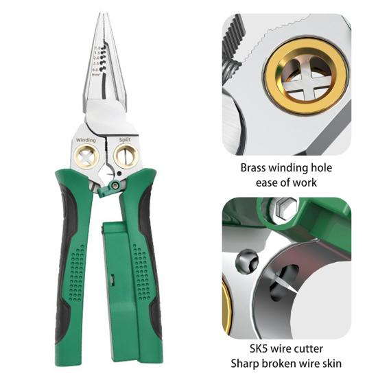 8-in-1 Wire Stripper with Voltage Tester Ergonomic Handle Compact Portable Multi-function Electric