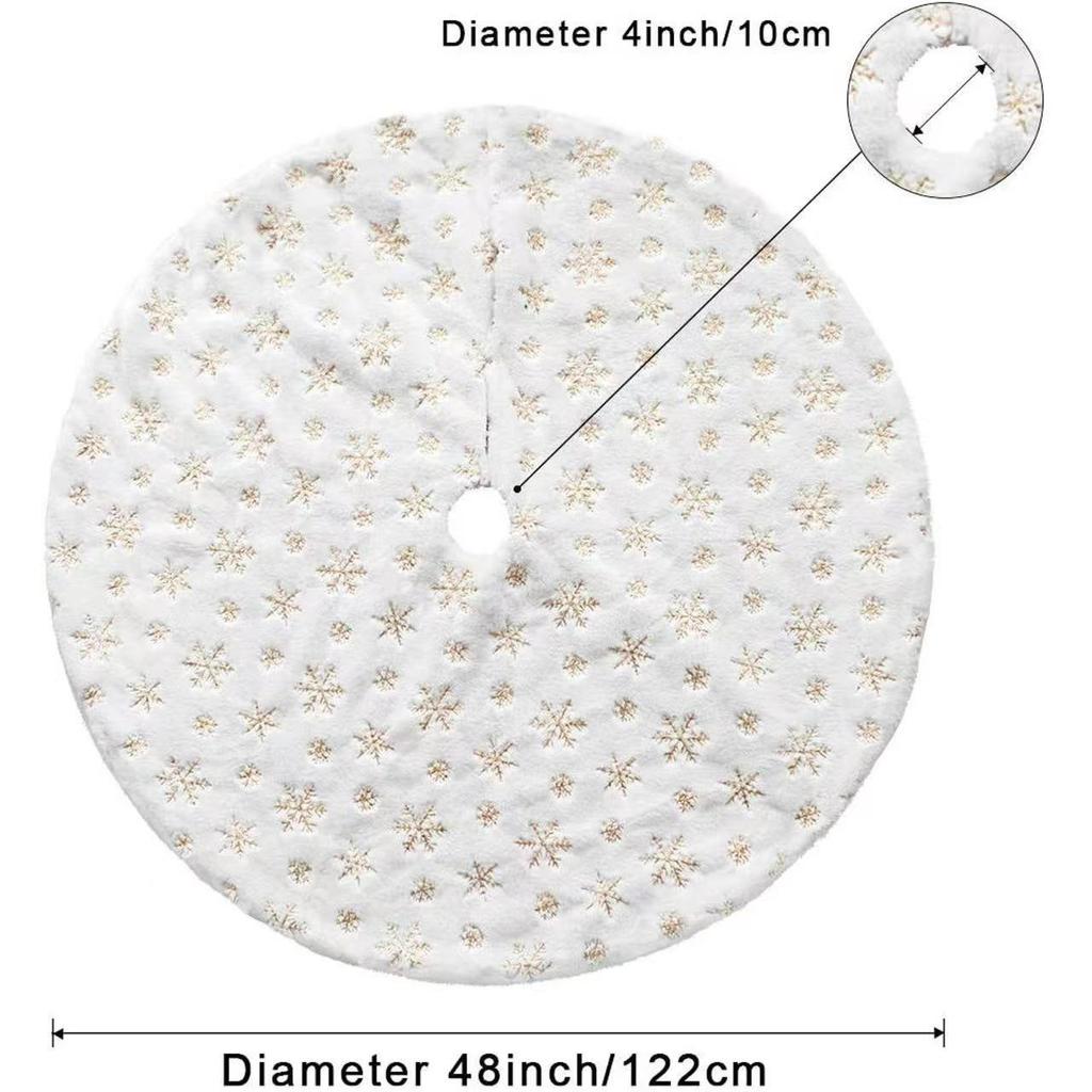 Julgransdekorationer Vit Broderad Snöflinga Julgransmatta Vit Plysch Paljett Julgransmatta