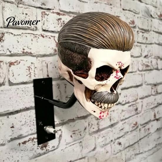 Decorative Helmet Rack Skull Motorcycle Holder, Wall Mount Display Rack, Design Hanger Gothic Motorbike for Home Decoration Stand