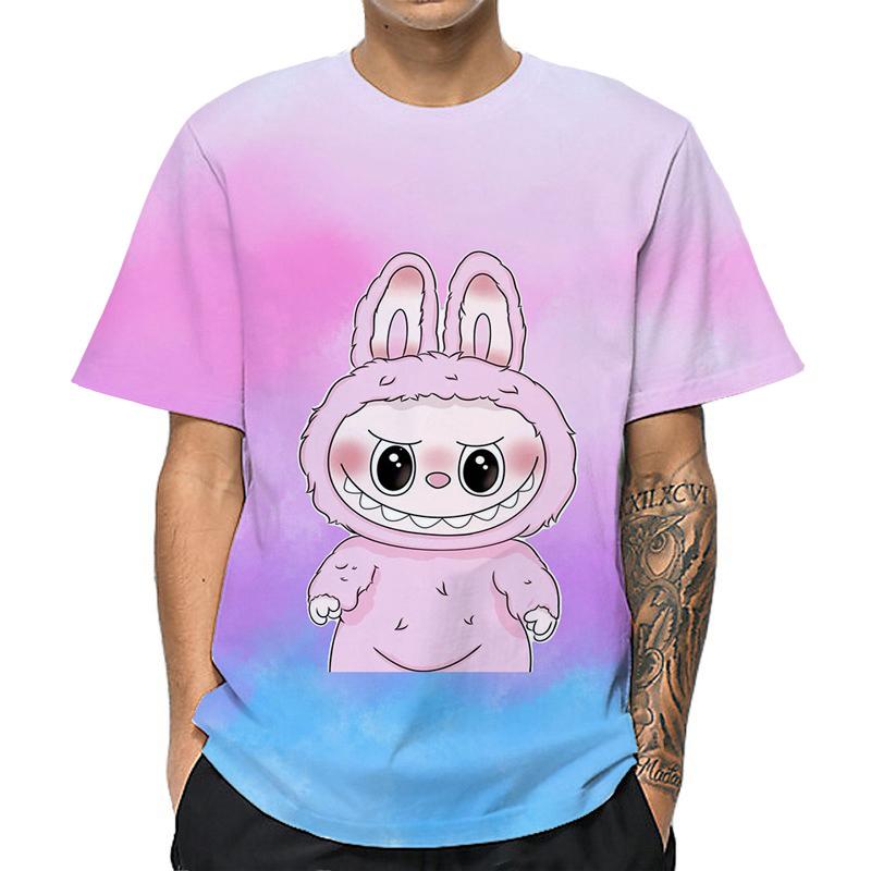 

Футболка женская с принтом мультяшного эльфа, графическая, Labubu, летняя, повседневная, мужская, топ, свободная, оверсайз, с коротким рукавом XL
