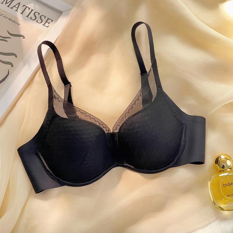 Damen-Minimizer-BH mit weichem Stahlring, ultradünner Büstenhalter, gerafft, Push-Up-Dessous-Anpassung, nahtlose Unterwäsche