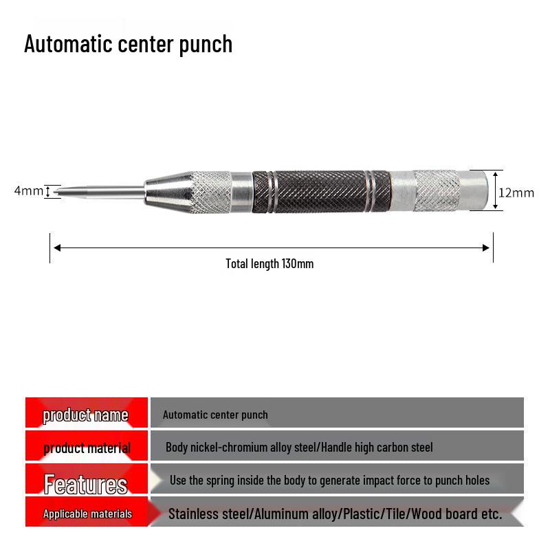 Pro-Grade Centering & Rounding Punch with Alloy Chisel Head for Machinists and Drilling