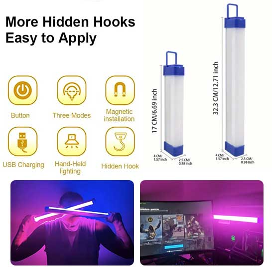 Colorful Tube Light RGB Light 17cm/32cm USB Light Night Light purple Blue Light Stick Room LampHandheld Hanging Fill Light Photo