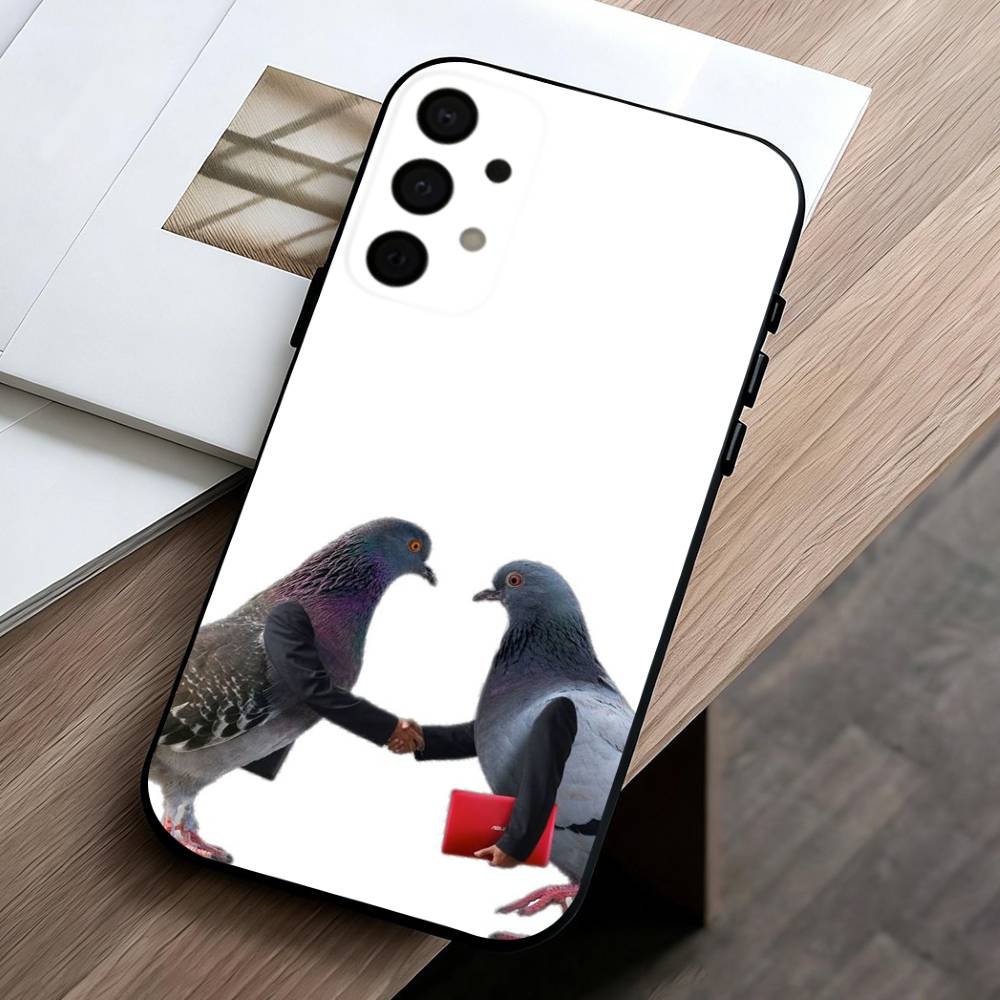 Funny P-Pigeon Mischief   Phone Case For Samsung Galaxy A73,A72,A71,A70,A53,A52,A51,Others Soft Black Cover