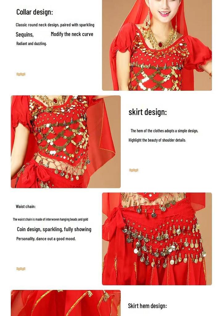 Ethnic Belly Dance Costume with Rotating Pants: Xinjiang & Indian Dance Performance Set
