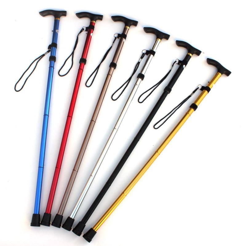 5-Section Aluminum Trekking Pole: Folding, Anti-Slip Adjustable Crutch for Hiking & Elderly Use