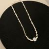 Irregular broken silver imitation pearl pendant necklace sense design collarbone chain niche temperament neck niche