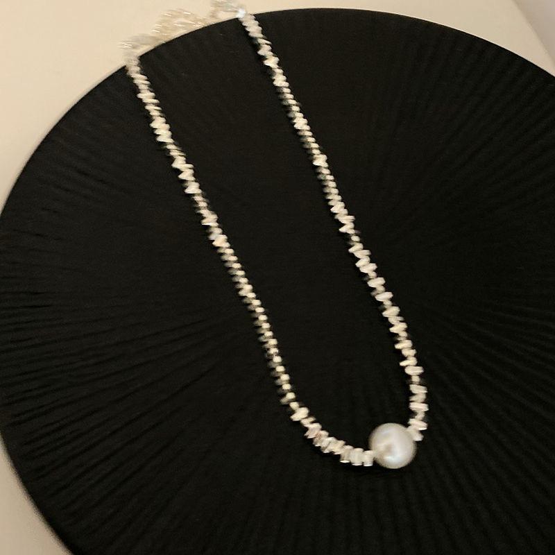 Irregular broken silver imitation pearl pendant necklace sense design collarbone chain niche temperament neck niche