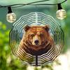 Metal Wind Chime with Rotating Brown Bear Design Outdoor Garden Decor Soothing Wind Powered Sound No Batteries Needed Handcrafted Gift