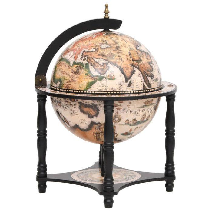Support à vin bar forme globe Noir Bois d eucalyptus massif