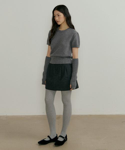 Lingseoul Two Button Pintuck Mini Skirt-Charcoal