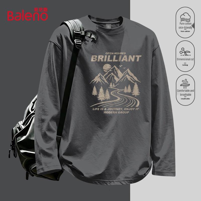 Baleno Men's 100% Cotton Long Sleeve Crew Neck T-Shirt