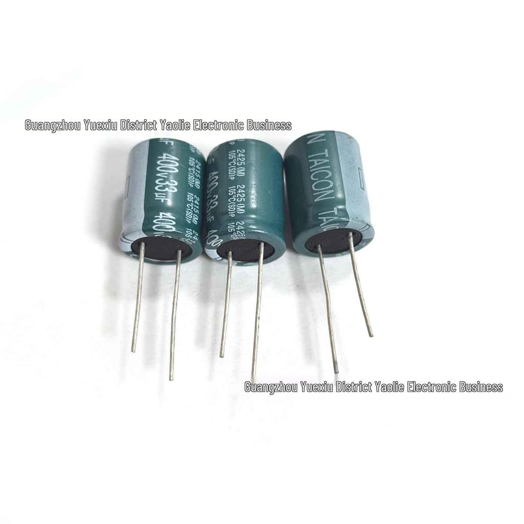 New TAICON 400V 33uF Electrolytic Capacitor for Power Supply Filtering & Amplifiers, Size: 16×20mm.