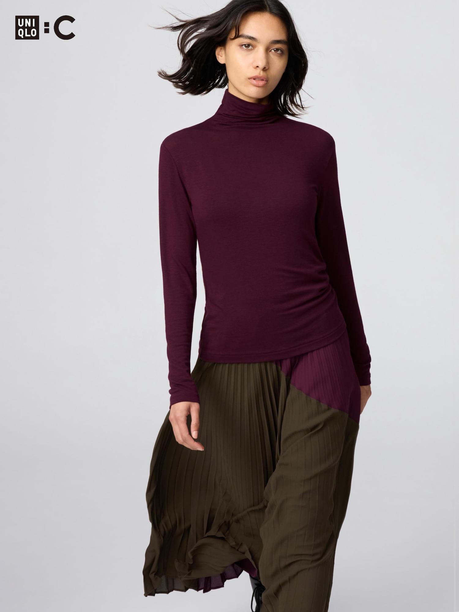 

Футболка с воротником-стойкой Uniqlo Japan Ultra Warm HeaTTech Cashmere Blend 18 WINE/XXL