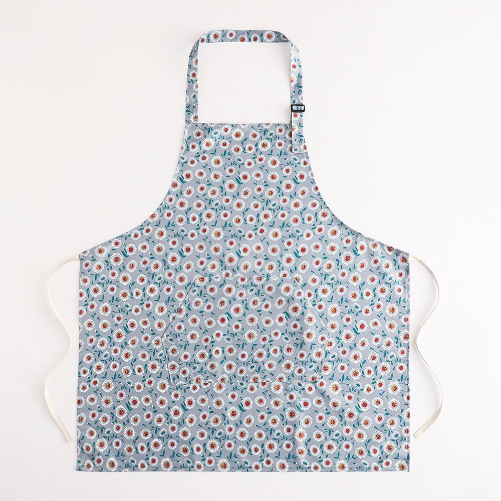 Stain Resistant Floral Printed Apron Adjustable Oil Resistant Waterproof Apron with Pockets Elegant Cooking Apron Kitchen