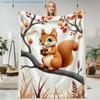 1pc Autumn Cartoon Squirrel Print Blanket, Maple Nut Theme, Multi-Size Available, Autumn Thanksgiving Christmas Nap Blanket, Suitable for Living Room 