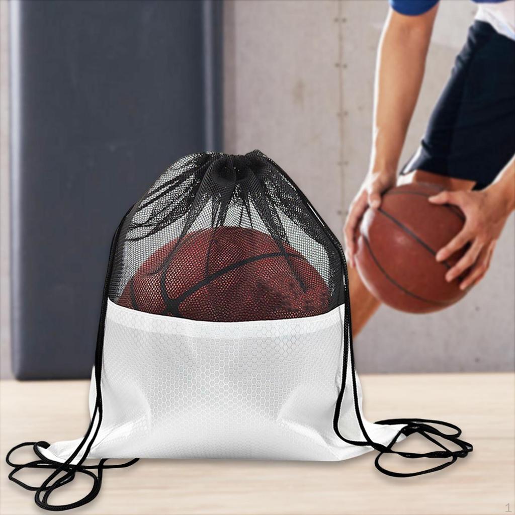 Basketball Mesh Bag Drawstring Backpack Oxford Cloth for Football Soccer