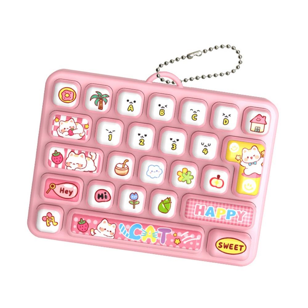 Cartoon 26 Keys Keyboard Keychain Animals Stress Relief Fidget Toy Backpack Decor