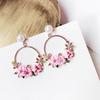 New Elegant Big Circle Flower Drop Earrings for Women Fashion Simulated Pearl Rhinestone Earring