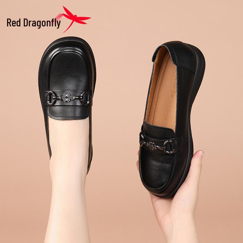 Red Dragonfly Women's Genuine Leather Summer Slip-On Flats