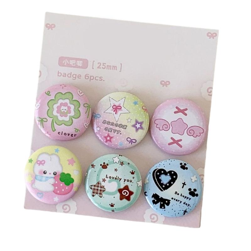 

6Pcs Cartoon Metal Badges Decorative Lapel Pins For Kid Adult Backpacks Jacket Coat Hat Clothing Decoration Accessories