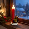 Festive Indoor Tabletop Displays Christmas Resin Figurine Candle Holder, LED Flameless Electronic Light, Decorative Figurines for Holidays Snowman Elf