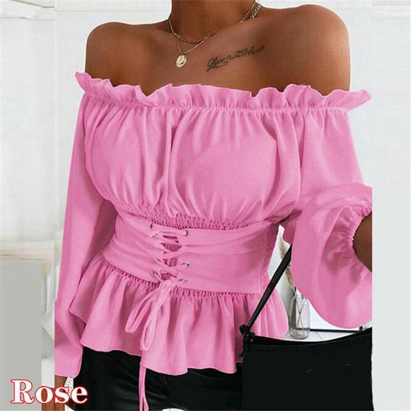 

Модная женская рубашка с длинными рукавами, кружевной облегающий топ с открытыми плечами, модные однотонные сексуальные кружевные декоративные офисные топы и блузки L