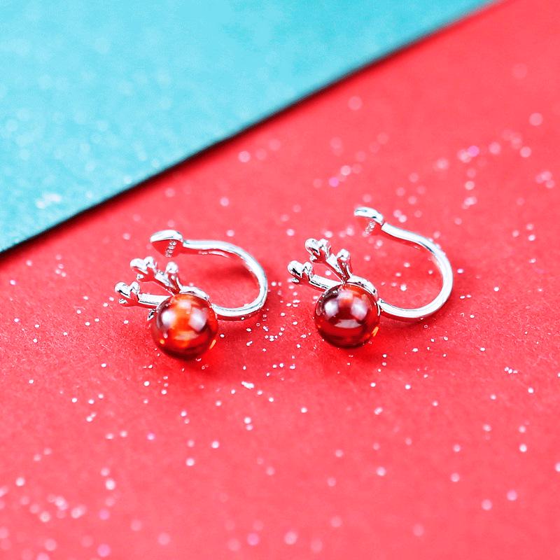 

Красный гранат Рог Кафф для уха - Без пирсинга Стиль Мори для женщин