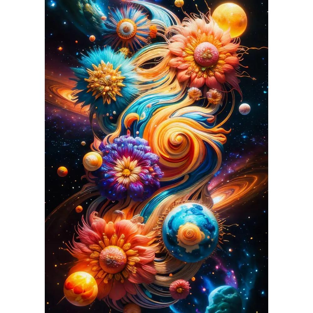 Colorful Abstract Space Composition Posters Planets Srtars Jellyfish Flowers Prints Canvas Wall Pictures Home Living Room Decor