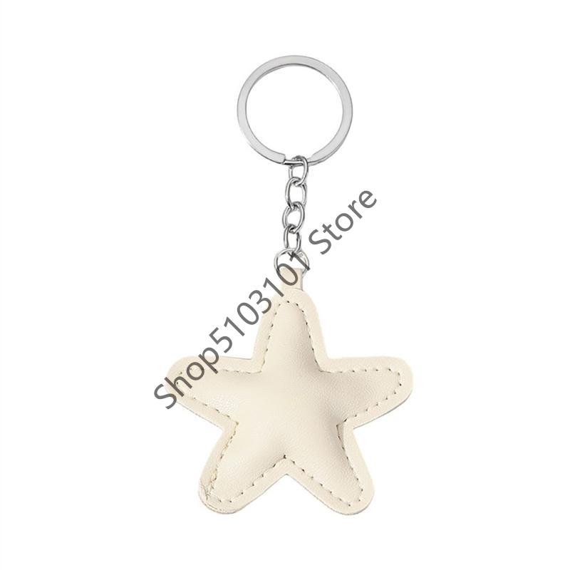 Colorful Five-Pointed Star Keyring Star Shaped Keychain Handmade PU leather Pentagrams Pendant Key Chain Bag Jewelry