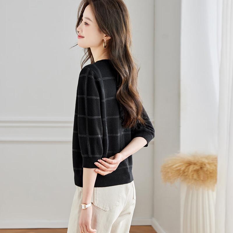 Srcr Women's Lightweight 3/4 Sleeve Wool Blend Knit Top