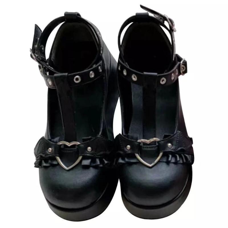 Patent Leather Women's Mary Jane Shoes Bow Women Pumps Shoes Sweet Cross-tied Lolita Style Leather Punk Gothic Rivet Casual Shoe