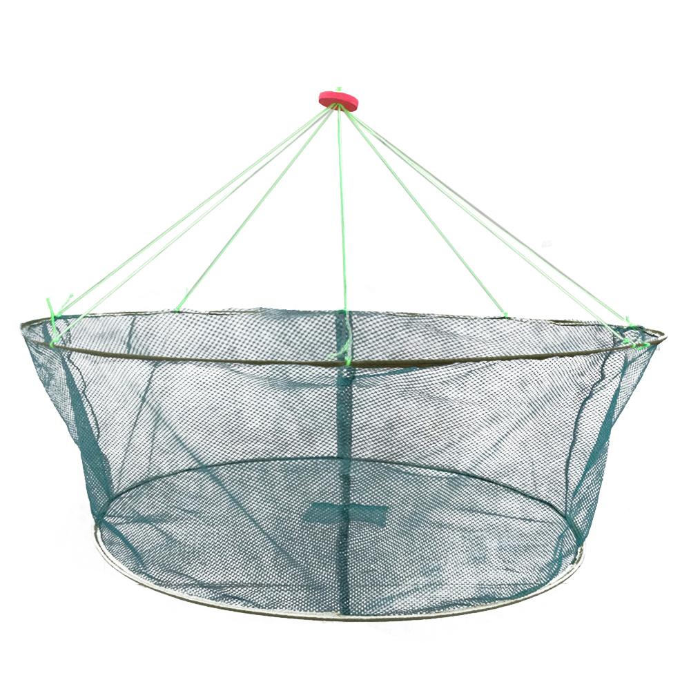 60/80cm Folding Drop Fishing Net Shrimp Catcher Tank Casting Network Fish Eels Trap Cage Prawn Bait Crab Netting Shrimp