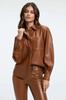 Formal Party Brown Casual Stylish Shirt Women Genuine Handmade Lambskin Leather
