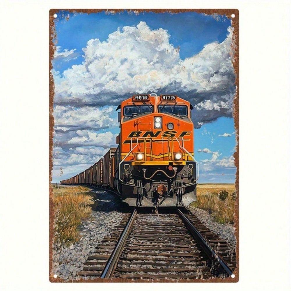 Tin Sign BNSF Railway Locomotive Logo Wall Art Metal Poster Home Decor