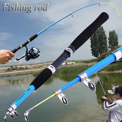 Fishing Rod Telescopic Metal Blue Fishing Gear Accessories Outdoor SportsFishing Rod Fishing Pole